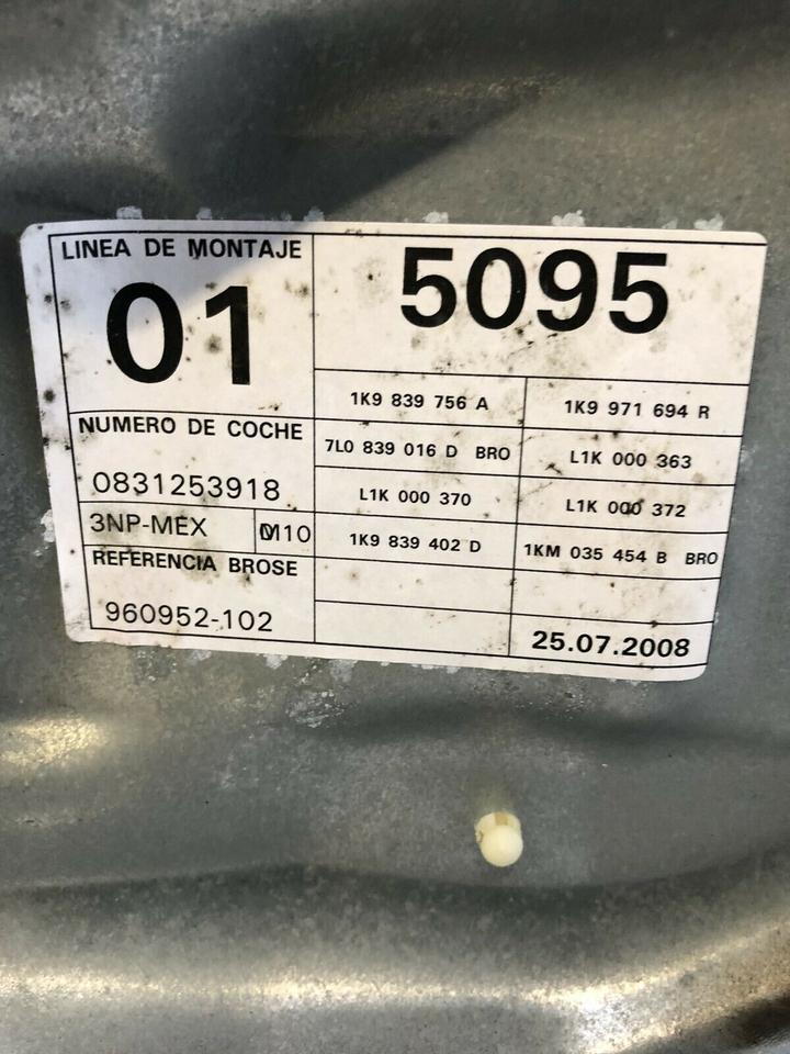 VW Golf 5 6 Variant Türblech Fensterheber Hinten Rechts 1K9839756 – Bild 4