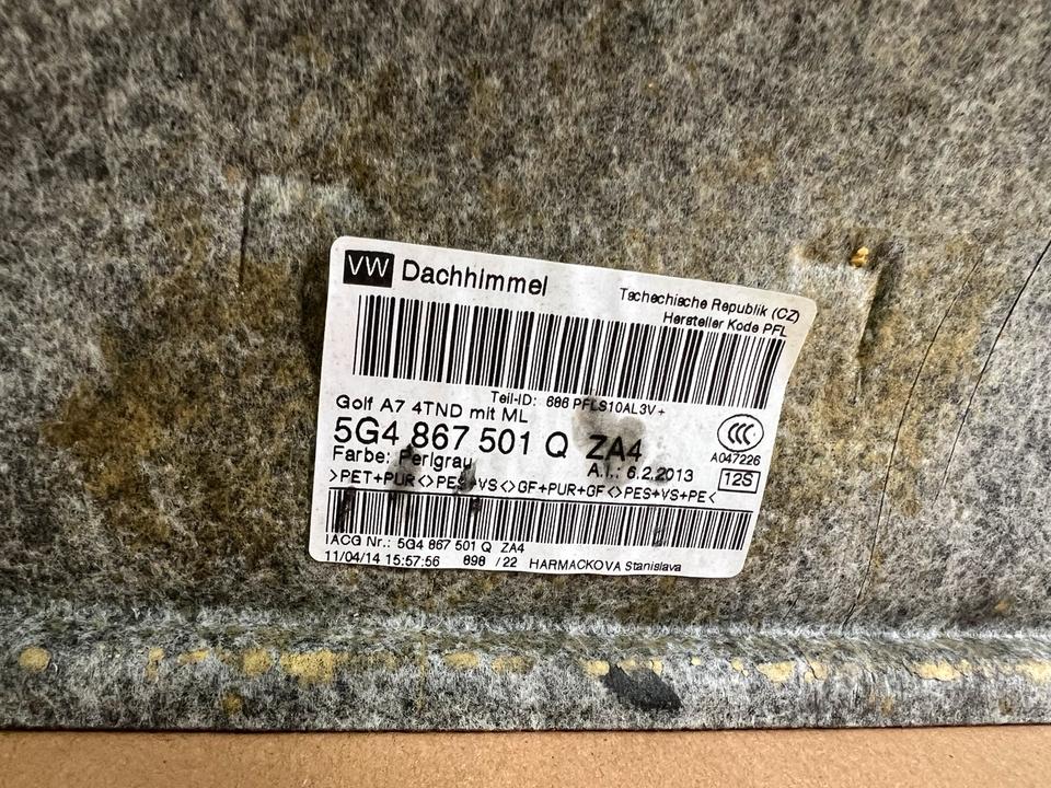 VW Golf 7 VII Himmeldach Dach Himmel Dachhimmel – Bild 10