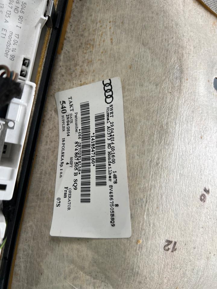 Audi A3 8V Sportback Dach Himmel Dachhimmel 8V4867505 MondSilber – Bild 7