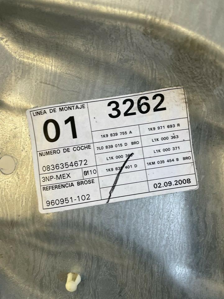 VW Golf 5 6 Variant Türblech Fensterheber hinten links 1K9839755 – Bild 4