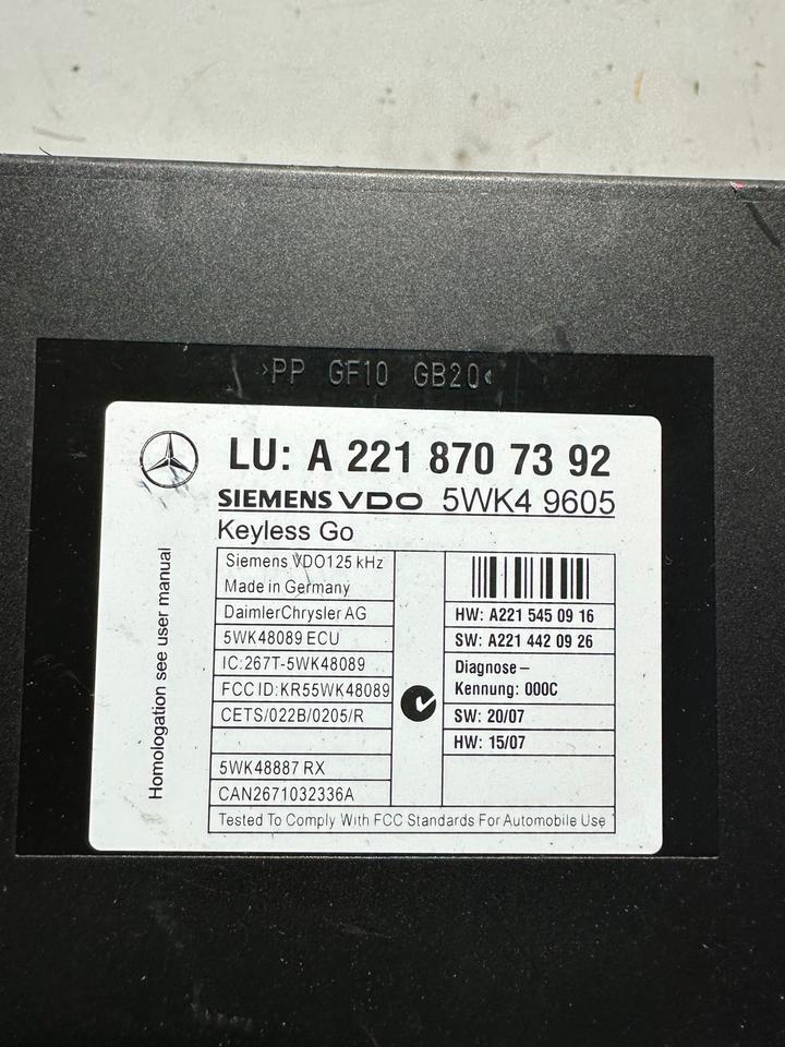 Mercedes S-Klasse W221 Keyless Go Tür Steuergerät A2218707392 – Bild 4